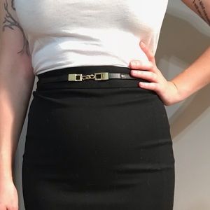 Black Express Pencil Skirt with attached belt, 00